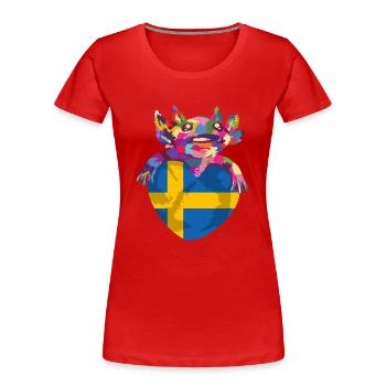 Suède Drapeau Scandinavie Drapeau suédois - T-shirt bio Premium Femme - rouge - Devant - Mia (176cm)