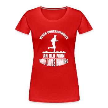 Les joggeurs courent en forme jogging cardio training - T-shirt bio Premium Femme - rouge - Devant - Mia (176cm)