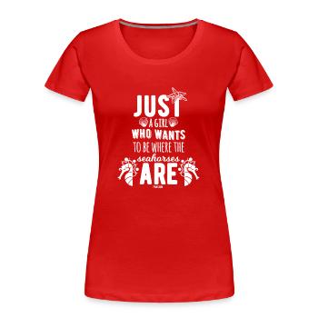 Seepferd - Frauen Premium Bio T-Shirt - Rot - Vorne - Mia (176cm)