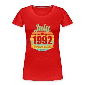 Geboren July 1992 30 Jahre 30er 30.Geburtstag - Frauen Premium Bio T-Shirt - Rot - Vorne - Mia (176cm)