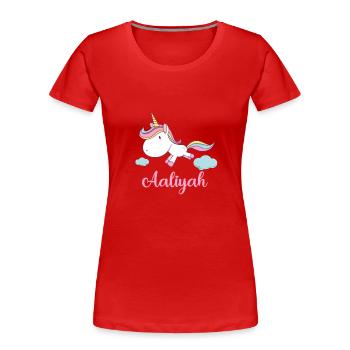 AALIYAH Pink Unicorn Novelty - Women's Premium Organic T-Shirt - red - Front - Mia (176cm)