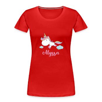 ALYSSA Pink Unicorn Novelty - Women's Premium Organic T-Shirt - red - Front - Mia (176cm)