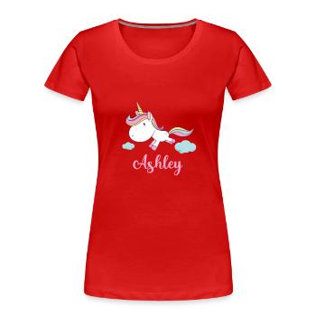 ASHLEY Pink Unicorn Novelty - Women's Premium Organic T-Shirt - red - Front - Mia (176cm)