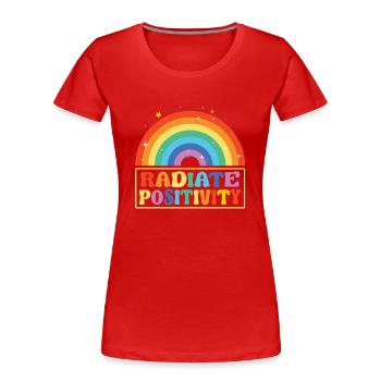 Rayonner de positivité - T-shirt bio Premium Femme - rouge - Devant - Mia (176cm)