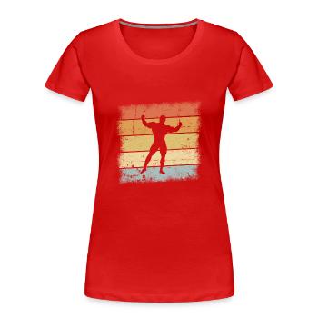 Bodybuilder Sunset - Frauen Premium Bio T-Shirt - Rot - Vorne - Mia (176cm)