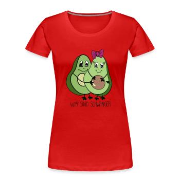 Wir sind Schwanger Avocado - Ankündigung - Frauen Premium Bio T-Shirt - Rot - Vorne - Mia (176cm)
