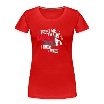 Baseball Fan Coach Vintage Batter - Women's Premium Organic T-Shirt - red - Front - Mia (176cm)