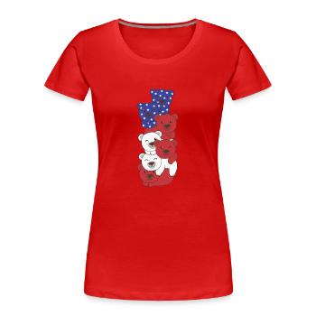 Bär für den vierten Juli USA Flagge Axolotls - Frauen Premium Bio T-Shirt - Rot - Vorne - Mia (176cm)