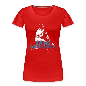 Baseball Fan Vintage Batter Swing - Women's Premium Organic T-Shirt - red - Front - Mia (176cm)