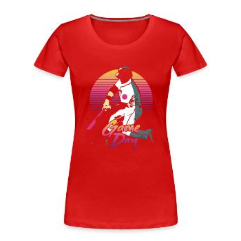 Baseball Fan Vintage Retro Batter - Women's Premium Organic T-Shirt - red - Front - Mia (176cm)
