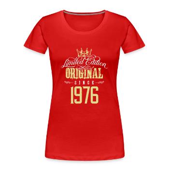 Édition limitée 1976 - T-shirt bio Premium Femme - rouge - Devant - Mia (176cm)