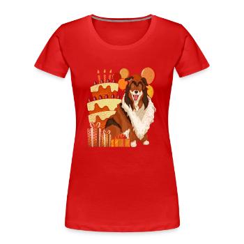 Long Hair Collie Dog Birthday Gift Idea Collie - Women's Premium Organic T-Shirt - red - Front - Mia (176cm)
