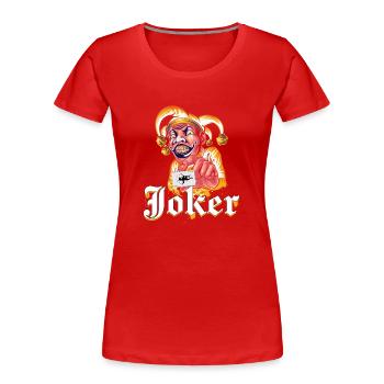 Joker Card Orange - Women's Premium Organic T-Shirt - red - Front - Mia (176cm)