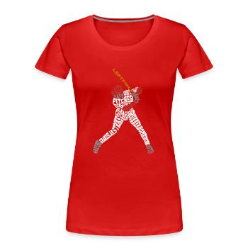 Baseball Fan Word Cloud Batter - Frauen Premium Bio T-Shirt - Rot - Vorne - Mia (176cm)