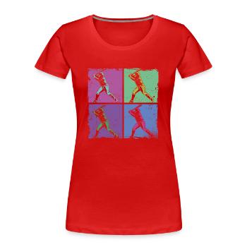 Baseball Fan Retro Vintage Batter - Women's Premium Organic T-Shirt - red - Front - Mia (176cm)