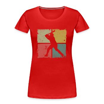 Baseball Fan Retro Vintage Batter - Women's Premium Organic T-Shirt - red - Front - Mia (176cm)