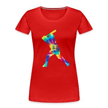 Baseball Fan Tie Dye Batter - Women's Premium Organic T-Shirt - red - Front - Mia (176cm)