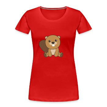Beaver cute rodents children funny beaver - Women's Premium Organic T-Shirt - red - Front - Mia (176cm)