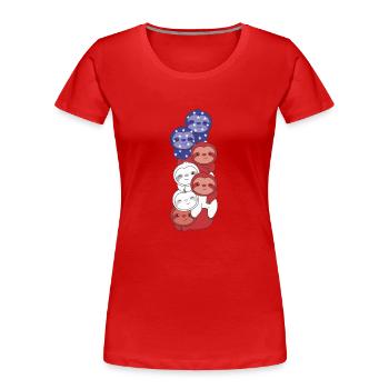 Faultier für den vierten Juli USA Flagge Faultiere - Frauen Premium Bio T-Shirt - Rot - Vorne - Mia (176cm)