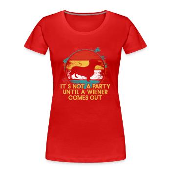 Teckel à poil rugueux - T-shirt bio Premium Femme - rouge - Devant - Mia (176cm)