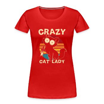Crazy Cat Lady Cat with knife - Women's Premium Organic T-Shirt - red - Front - Mia (176cm)