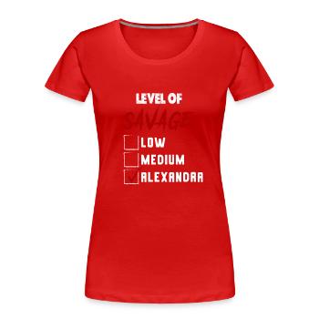 Level of Savage: ALEXANDRA Checkmark Novelty Custo - Frauen Premium Bio T-Shirt - Rot - Vorne - Mia (176cm)