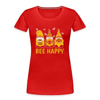 Bee Happy - Frauen Premium Bio T-Shirt - Rot - Vorne - Mia (176cm)