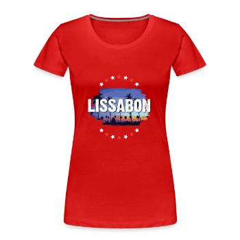 Lisbonne - T-shirt bio Premium Femme - rouge - Devant - Mia (176cm)
