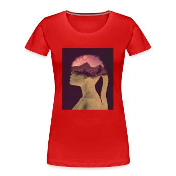 Femmes Art Double Exposition - T-shirt bio Premium Femme - rouge - Devant - Mia (176cm)