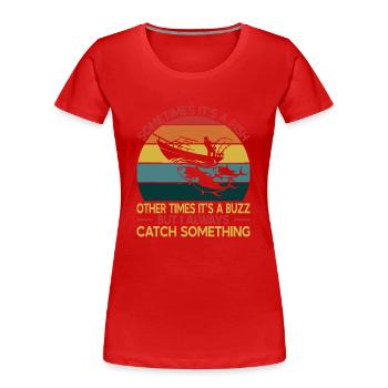 Fishing Fishing Angler Fisherman Fishing Rod - Women's Premium Organic T-Shirt - red - Front - Mia (176cm)