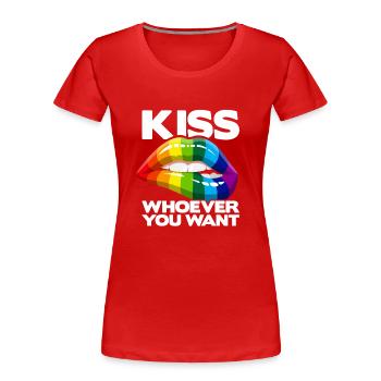 Kiss Whoever You Want Lesbian Pansexual Diversity - Frauen Premium Bio T-Shirt - Rot - Vorne - Mia (176cm)