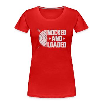 Archery Bow Archer Vintage Nocked - Frauen Premium Bio T-Shirt - Rot - Vorne - Mia (176cm)