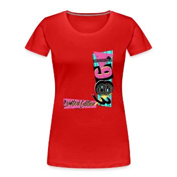 Édition limitée 1983 Année 1983 Années 80 90 - T-shirt bio Premium Femme - rouge - Devant - Mia (176cm)