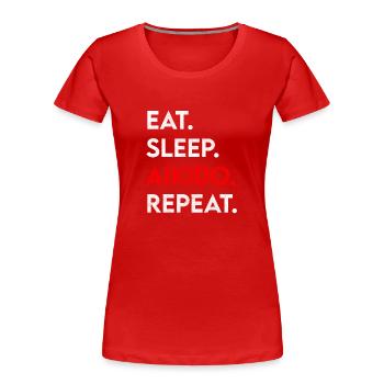 eat sleep aikido repeat - Frauen Premium Bio T-Shirt - Rot - Vorne - Mia (176cm)
