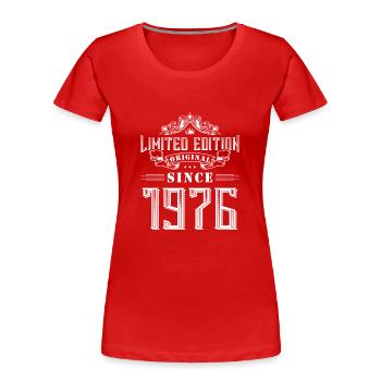 Édition limitée 1976 - T-shirt bio Premium Femme - rouge - Devant - Mia (176cm)