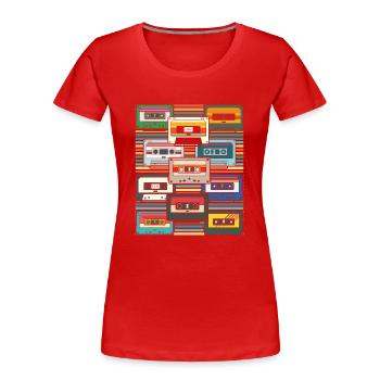 Achtziger Retro 80er Jahre Kassette - Frauen Premium Bio T-Shirt - Rot - Vorne - Mia (176cm)