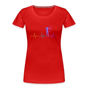 Archery Bow Archer Girl Heartbeat - Frauen Premium Bio T-Shirt - Rot - Vorne - Mia (176cm)