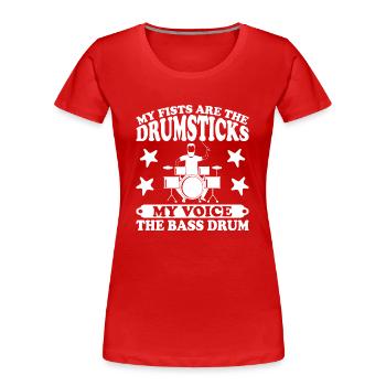 Drummer Drumsticks Schlagzeug Musiker - Frauen Premium Bio T-Shirt - Rot - Vorne - Mia (176cm)