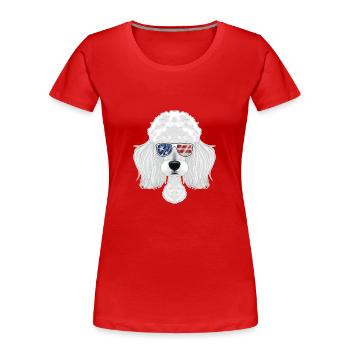 Poodle USA Sunglasses I American Flag Poodle - Frauen Premium Bio T-Shirt - Rot - Vorne - Mia (176cm)