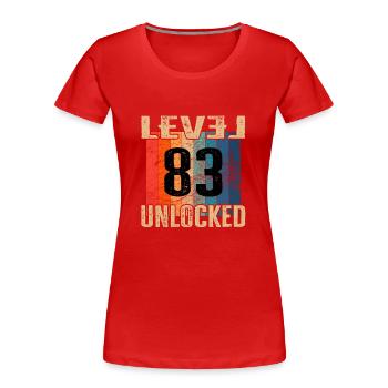 Birthday Happy Birthday Level Unlocked 83 years - Women's Premium Organic T-Shirt - red - Front - Mia (176cm)
