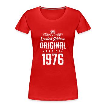Édition limitée 1976 - T-shirt bio Premium Femme - rouge - Devant - Mia (176cm)
