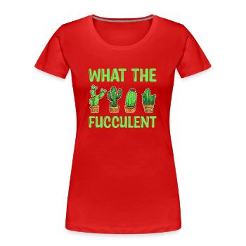 What The Fucculent - Fleur de sucre de cactus occidental - T-shirt bio Premium Femme - rouge - Devant - Mia (176cm)