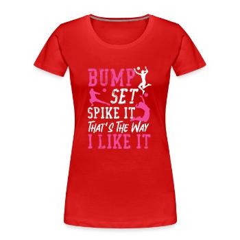 Volleyball Player Team Bump Set - Frauen Premium Bio T-Shirt - Rot - Vorne - Mia (176cm)