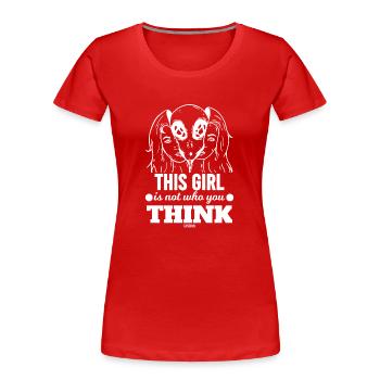 Étranger - T-shirt bio Premium Femme - rouge - Devant - Mia (176cm)