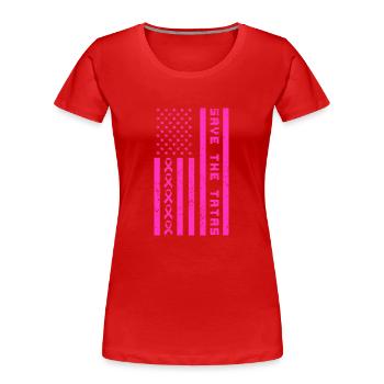 Save The Tatas American Flag - Fighting Breast - Frauen Premium Bio T-Shirt - Rot - Vorne - Mia (176cm)