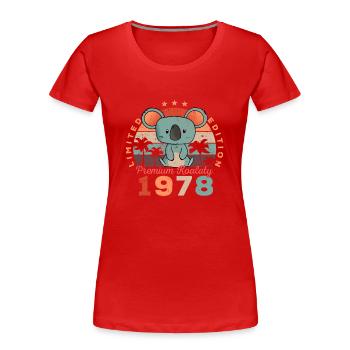 Geburtsjahr 1978 Geburtstag Koala Koalabär - Frauen Premium Bio T-Shirt - Rot - Vorne - Mia (176cm)