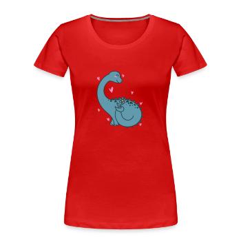 Dino ist verliebt Dinosaurier Reptil - Frauen Premium Bio T-Shirt - Rot - Vorne - Mia (176cm)
