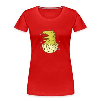Dino in einem Ei Dinosaurier Reptil Tier - Frauen Premium Bio T-Shirt - Rot - Vorne - Mia (176cm)