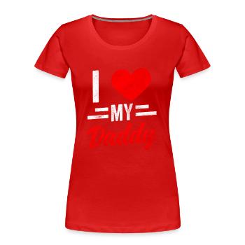 J’aime mon papa Papa Papa Père Fête des Pères - T-shirt bio Premium Femme - rouge - Devant - Mia (176cm)