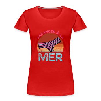 vacances à la mer rétro vintage - T-shirt bio Premium Femme - rouge - Devant - Mia (176cm)